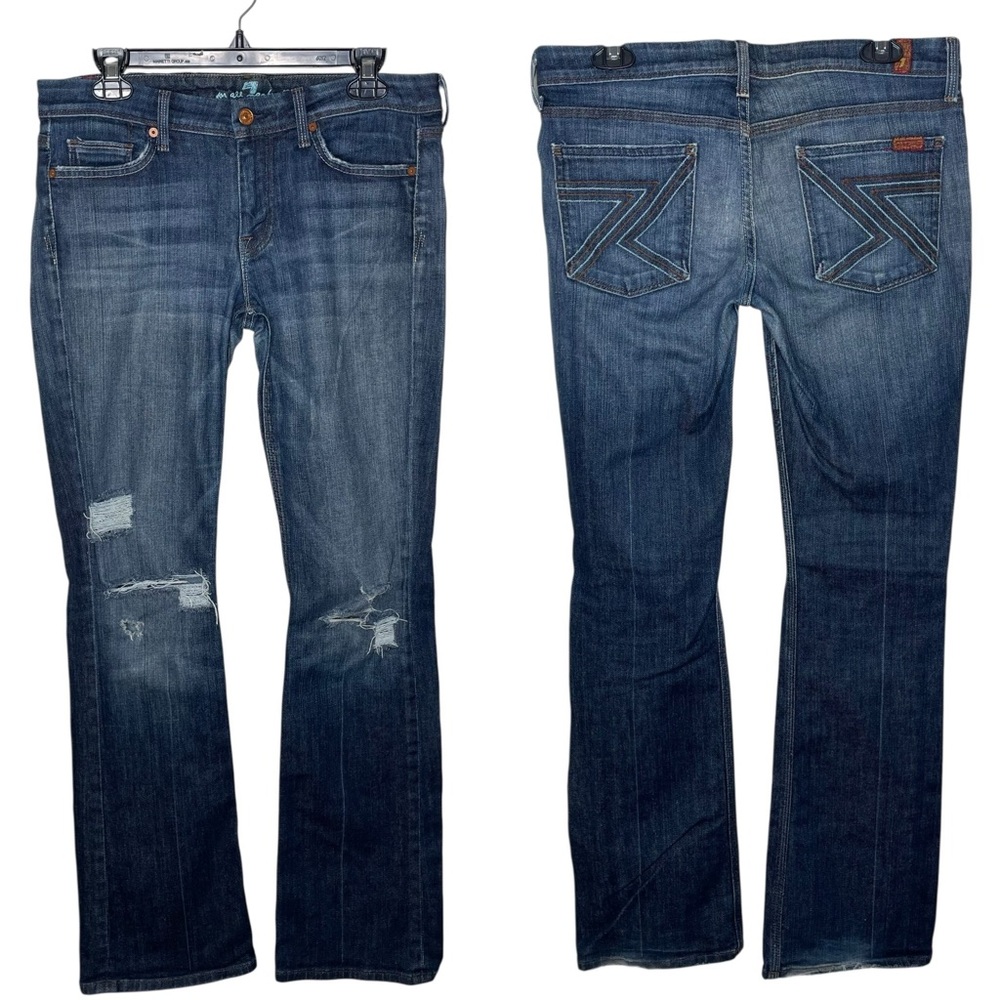 7 For All Mankind Flynt Distressed Bootcut Jeans Sz 29 - Picture 11 of 11